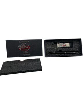 Compliments Of Planet DrivePlanet.com Gift Set With Black Pen & Metal Keychain I
